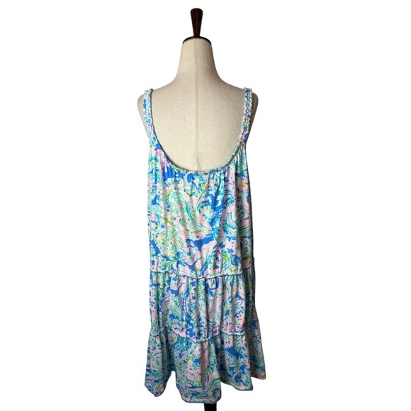 Lilly Pulitzer Dress Women XXL Blue Pink Floral Loro Swing Dream Team Mini Boho - Picture 9 of 12